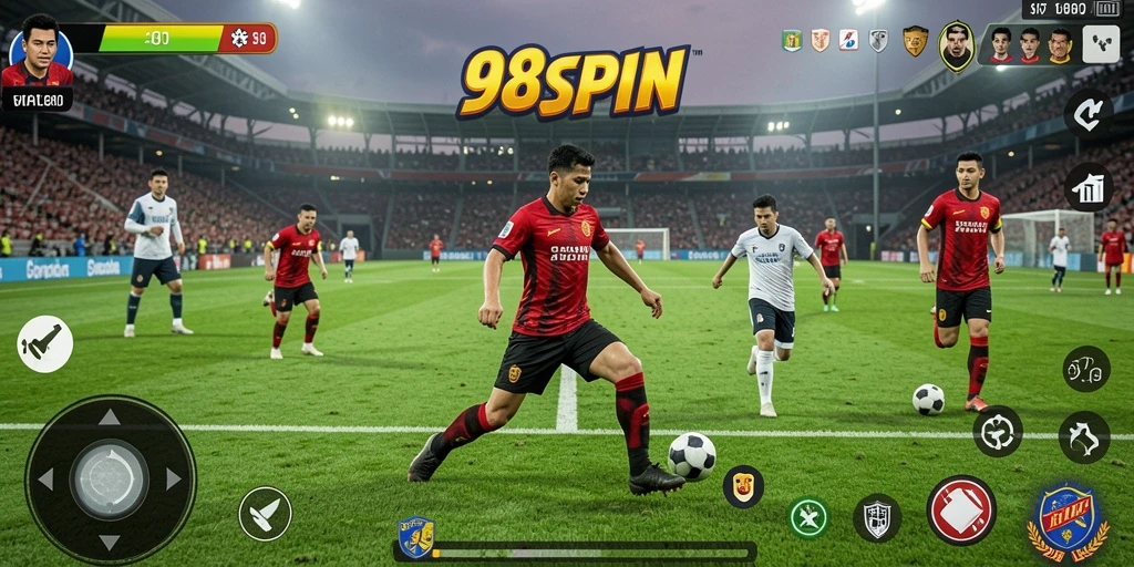 Tampilan gameplay seru di lapangan sepak bola 98SPIN.