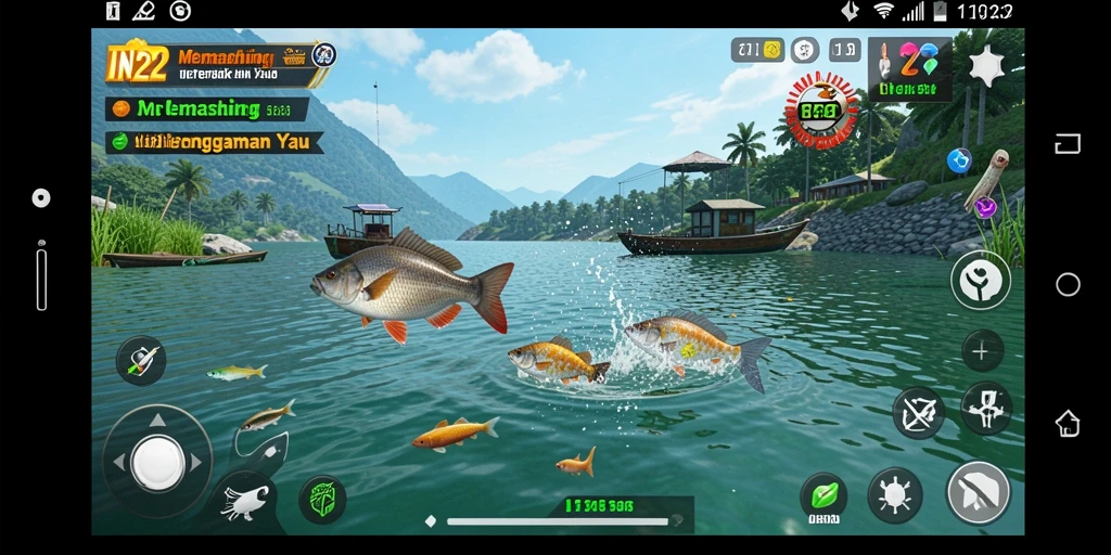 Tampilan gameplay yang menarik dalam IN22 saat memancing.