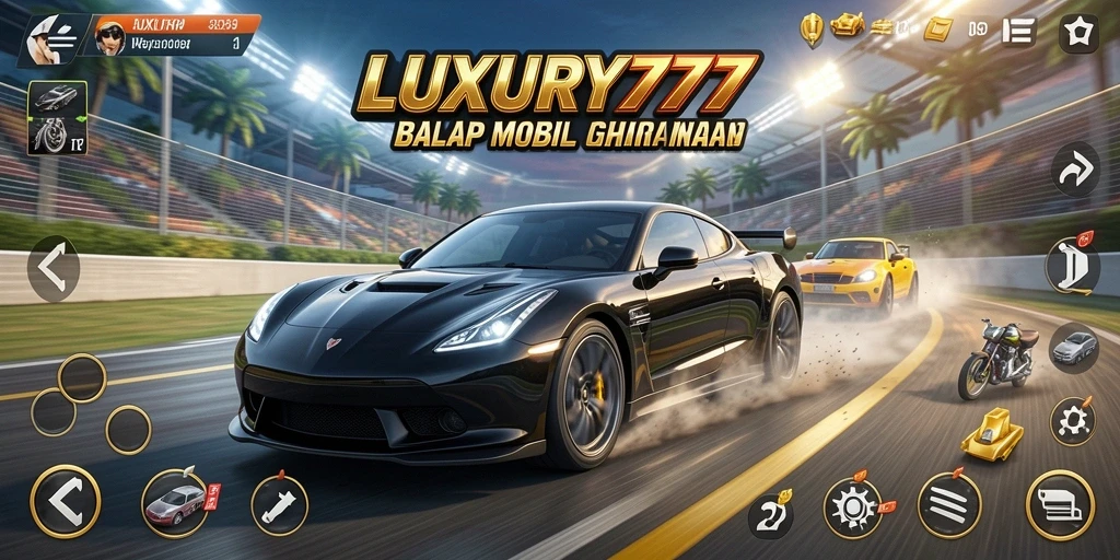 Tampilan menakjubkan dari gameplay balap mobil di LUXURY777.