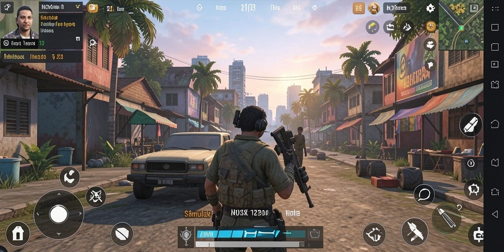 Screenshot utama NOX123 menampilkan pengalaman bermain dalam dunia simulasi yang kaya.