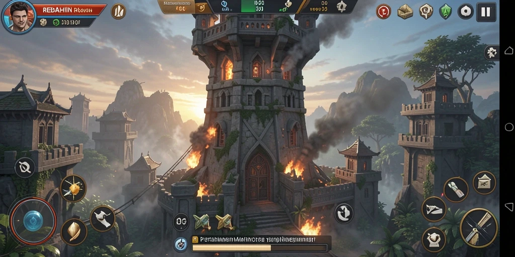 Gameplay seru menara pertahanan di REBAHIN.