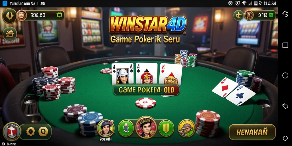 Screenshot gameplay <strong>WINSTAR4D</strong> menunjukkan suasana permainan poker yang seru.